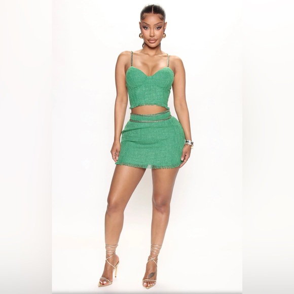 CELESTE MICRO MINI SKIRT SET EMERALD - Picture 5 of 5